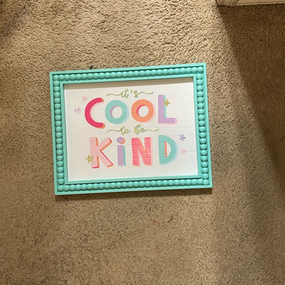 Colorful 'Cool Kind' Wall Art with Teal Frame